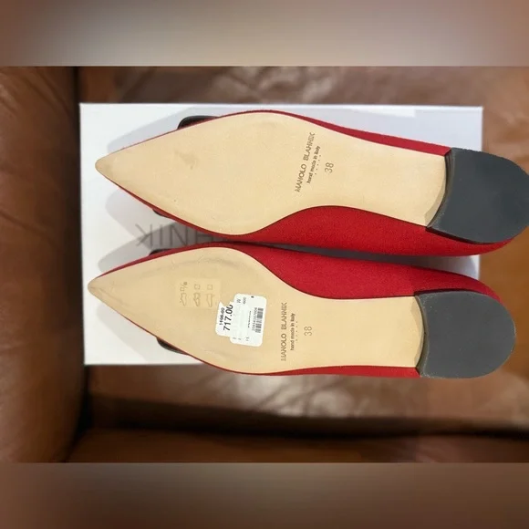 Manolo Blahnik Scarlet Red Pumps with Black Accents - Picture 5 of 5